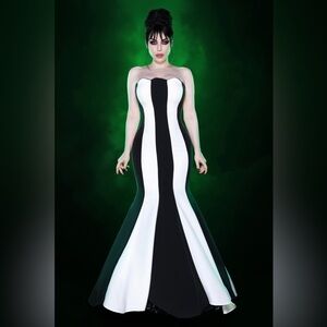 Sand worm striped mermaid gown black and white striped medium